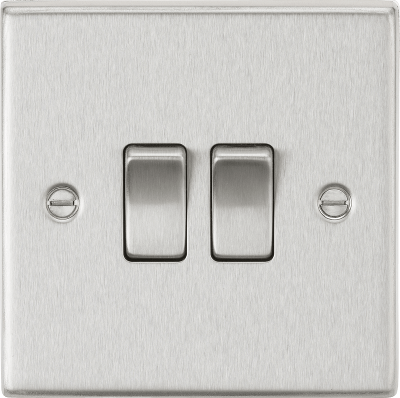 Knightsbridge MLA CS3BC 10AX 2G 2-Way Plate Switch - Square Edge Brushed Chrome - Knightsbridge MLA - Falcon Electrical UK