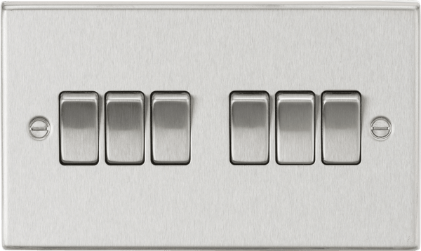 Knightsbridge MLA CS42BC 10AX 6G 2-Way Plate Switch - Square Edge Brushed Chrome - Knightsbridge MLA - Falcon Electrical UK