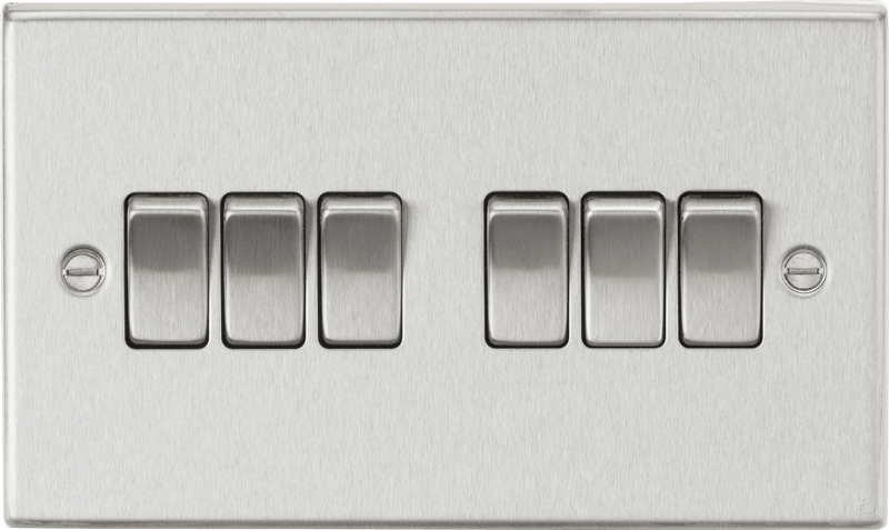 Knightsbridge MLA CS42BC 10AX 6G 2-Way Plate Switch - Square Edge Brushed Chrome - Knightsbridge MLA - Falcon Electrical UK