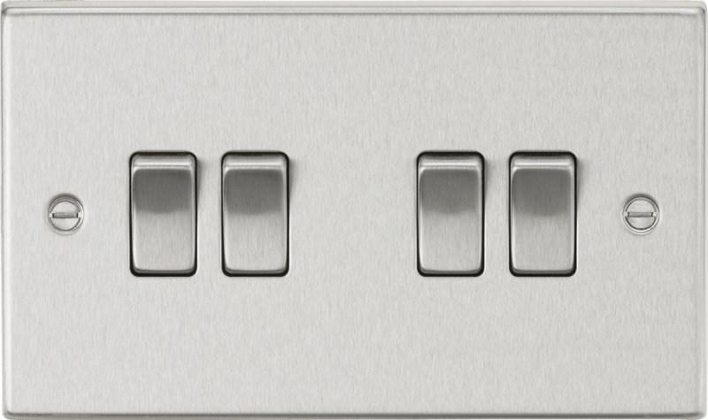 Knightsbridge MLA CS41BC 10AX 4G 2-Way Plate Switch - Square Edge Brushed Chrome - Knightsbridge MLA - Falcon Electrical UK