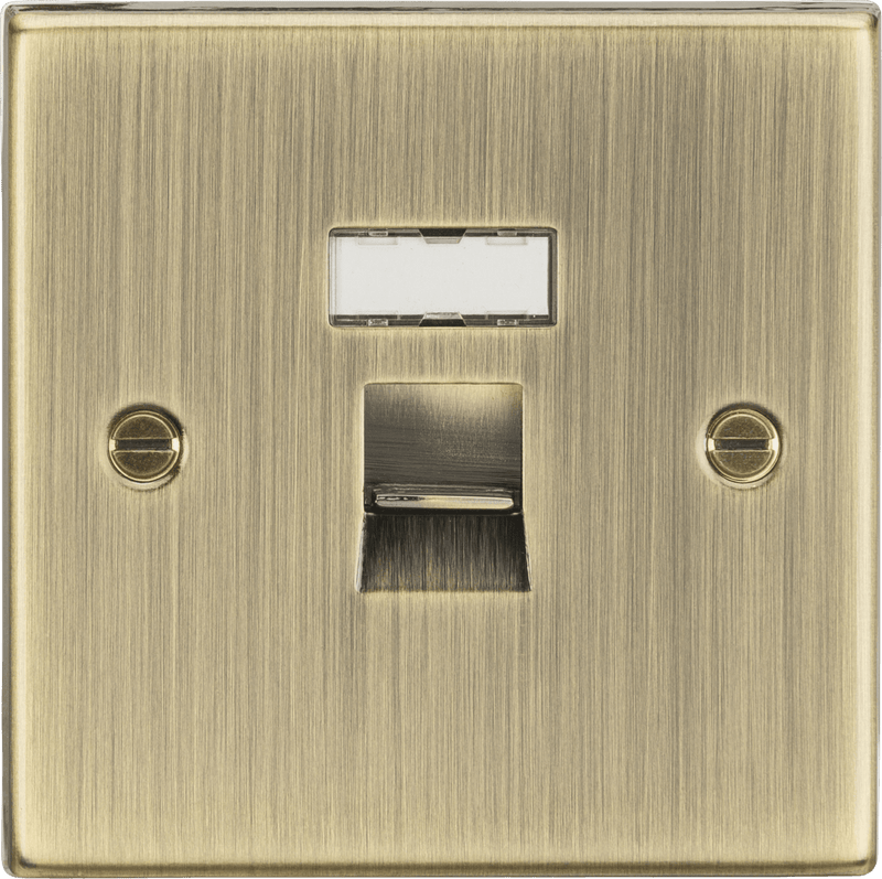 Knightsbridge MLA CS45AB RJ45 Network Outlet - Square Edge Antique Brass - Knightsbridge MLA - Falcon Electrical UK