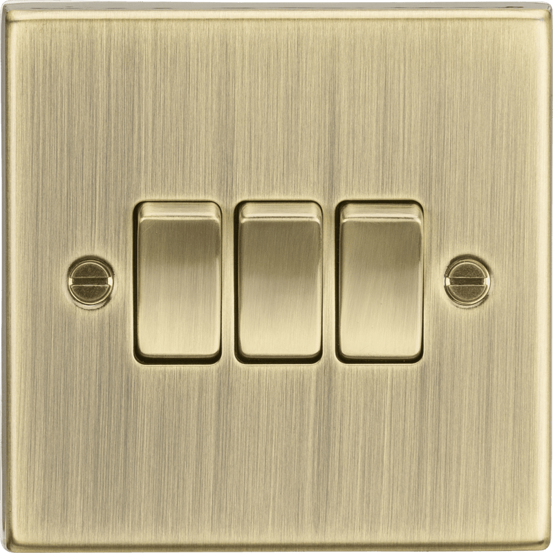 Knightsbridge MLA CS4AB 10AX 3G 2 Way Plate Switch - Square Edge Antique Brass - Knightsbridge MLA - Falcon Electrical UK