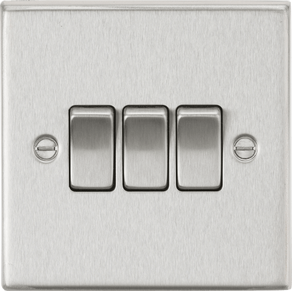 Knightsbridge MLA CS4BC 10AX 3G 2 Way Plate Switch - Square Edge Brushed Chrome - Knightsbridge MLA - Falcon Electrical UK