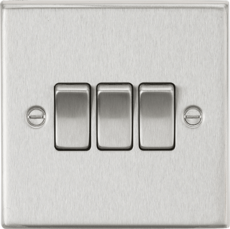 Knightsbridge MLA CS4BC 10AX 3G 2 Way Plate Switch - Square Edge Brushed Chrome - Knightsbridge MLA - Falcon Electrical UK
