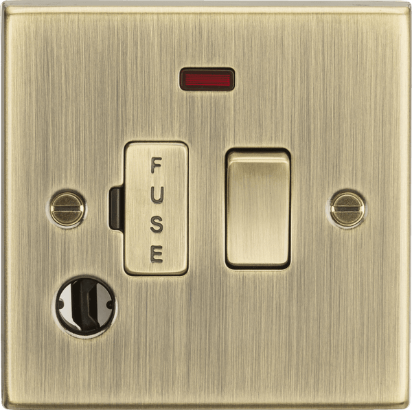 Knightsbridge MLA CS63FAB 13A Switched Fused Spur Unit with Neon & Flex Outlet - Square Edge Antique Brass - Knightsbridge MLA - Falcon Electrical UK