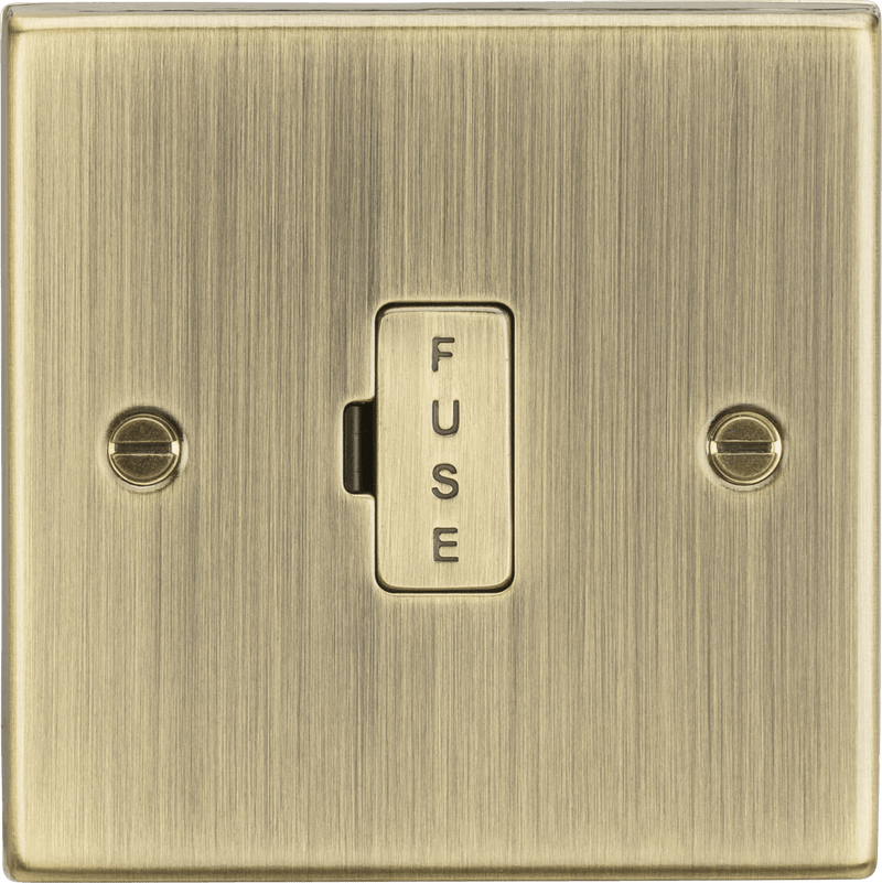 Knightsbridge MLA CS6AB 13A Fused Spur Unit - Square Edge Antique Brass - Knightsbridge MLA - Falcon Electrical UK