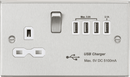 Knightsbridge MLA CS7USB4BCW 13A switched socket with quad USB charger (5.1A) - brushed chrome with white insert - Knightsbridge MLA - Falcon Electrical UK