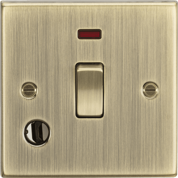 Knightsbridge MLA CS834FAB 20A 1G DP Switch with Neon & Flex Outlet - Square Edge Antique Brass - Knightsbridge MLA - Falcon Electrical UK