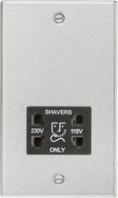 Knightsbridge MLA CS89BC 115/230V Dual Voltage Shaver Socket with Black Insert - Square Edge Brushed Chrome - Knightsbridge MLA - Falcon Electrical UK