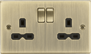 Knightsbridge MLA CS9AB 13A 2G Switched Socket with Black Insert - Square Edge Antique Brass - Knightsbridge MLA - Falcon Electrical UK