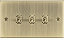 Knightsbridge MLA CSTOG3AB 10AX 3G 2 Way Toggle Switch - Square Edge Antique Brass - Knightsbridge MLA - Falcon Electrical UK