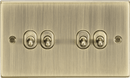 Knightsbridge MLA CSTOG4AB 10AX 4G 2 Way Toggle Switch - Square Edge Antique Brass - Knightsbridge MLA - Falcon Electrical UK