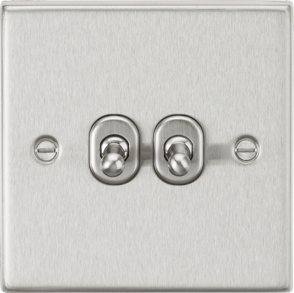 Knightsbridge MLA CSTOG2BC 10AX 2G 2-Way Toggle Switch - Square Edge Brushed Chrome Finish - Knightsbridge MLA - Falcon Electrical UK