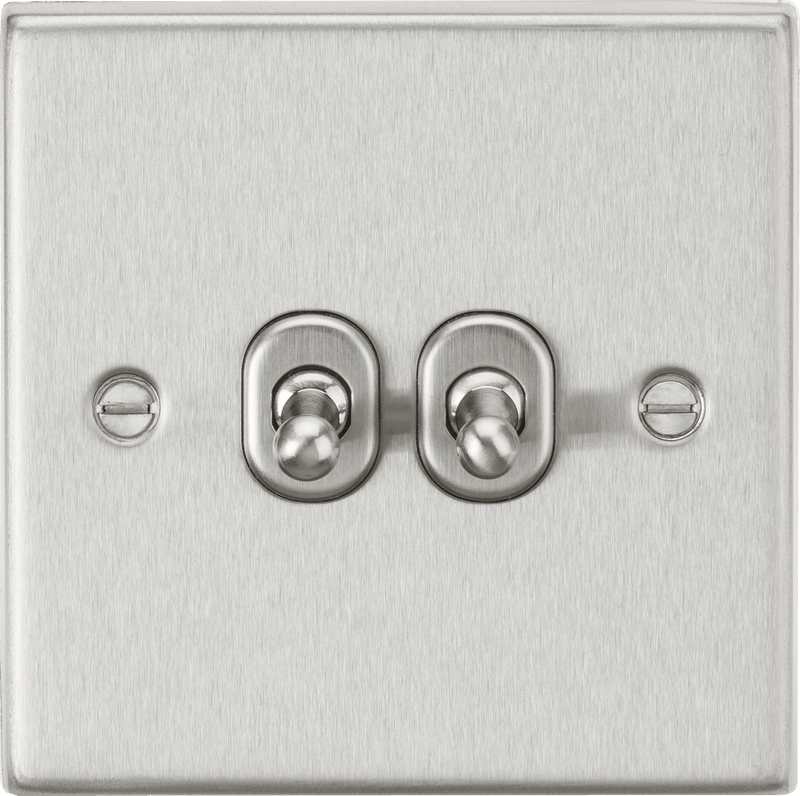 Knightsbridge MLA CSTOG2BC 10AX 2G 2-Way Toggle Switch - Square Edge Brushed Chrome Finish - Knightsbridge MLA - Falcon Electrical UK