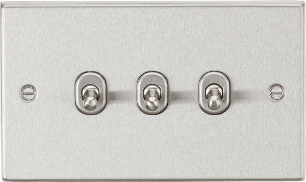 Knightsbridge MLA CSTOG3BC 10AX 3G 2-Way Toggle Switch - Square Edge Brushed Chrome Finish - Knightsbridge MLA - Falcon Electrical UK