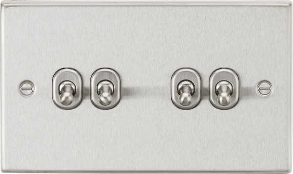 Knightsbridge MLA CSTOG4BC 10AX 4G 2-Way Toggle Switch - Square Edge Brushed Chrome Finish - Knightsbridge MLA - Falcon Electrical UK