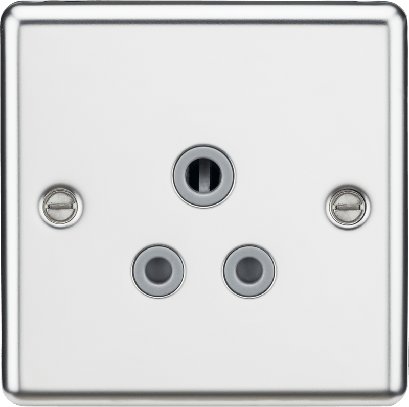 Knightsbridge MLA CL5APCG 5A Unswitched Socket - Rounded Edge Polished Chrome Finish with Grey Insert - Knightsbridge MLA - Falcon Electrical UK
