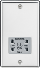 Knightsbridge MLA CL89PCG 115-230V Dual Voltage Shaver Socket with Grey Insert - Rounded Edge Polished Chrome - Knightsbridge MLA - Falcon Electrical UK