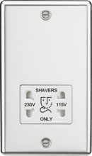 Knightsbridge MLA CL89PCW 115-230V Dual Voltage Shaver Socket with White Insert - Rounded Edge Polished Chrome - Knightsbridge MLA - Falcon Electrical UK