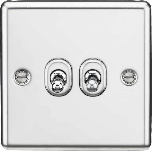 Knightsbridge MLA CLTOG2PC 10AX 2G 2 Way Toggle Switch - Rounded Polished Chrome Finish - Knightsbridge MLA - Falcon Electrical UK