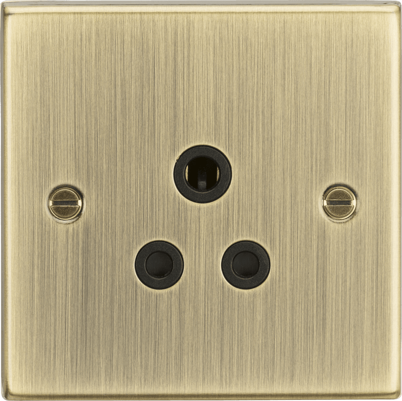 Knightsbridge MLA CS5AAB 5A Unswitched Socket - Square Edge Antique Brass Finish with Black Insert - Knightsbridge MLA - Falcon Electrical UK