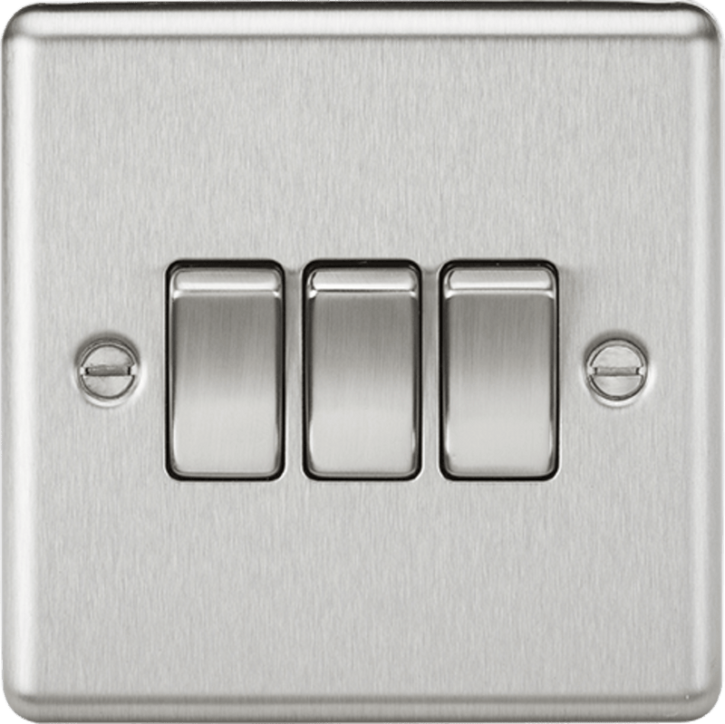 Knightsbridge MLA CL4BC 10AX 3G 2 Way Plate Switch - Rounded Edge Brushed Chrome - Knightsbridge MLA - Falcon Electrical UK