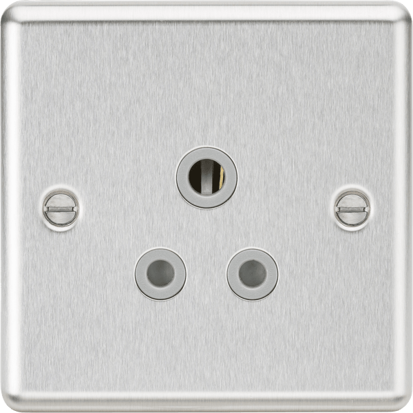 Knightsbridge MLA CL5ABCG 5A Unswitched Socket - Rounded Edge Brushed Chrome Finish with Grey Insert - Knightsbridge MLA - Falcon Electrical UK