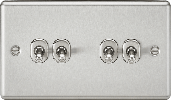 Knightsbridge MLA CLTOG4BC 10AX 4G 2 Way Toggle Switch - Rounded Brushed Chrome Finish - Knightsbridge MLA - Falcon Electrical UK