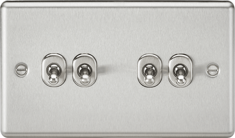 Knightsbridge MLA CLTOG4BC 10AX 4G 2 Way Toggle Switch - Rounded Brushed Chrome Finish - Knightsbridge MLA - Falcon Electrical UK