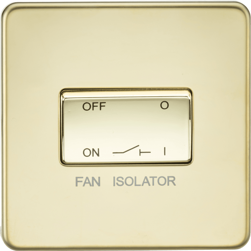 Knightsbridge MLA SF1100PB Screwless 10AX 3 Pole Fan Isolator Switch - Polished Brass - Knightsbridge MLA - Falcon Electrical UK