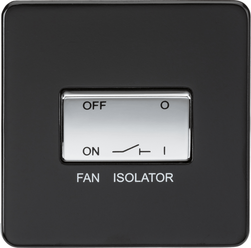 Knightsbridge MLA SF1100MB Screwless 10AX 3 Pole Fan Isolator Switch - Matt Black with Chrome Rocker - Knightsbridge MLA - Falcon Electrical UK