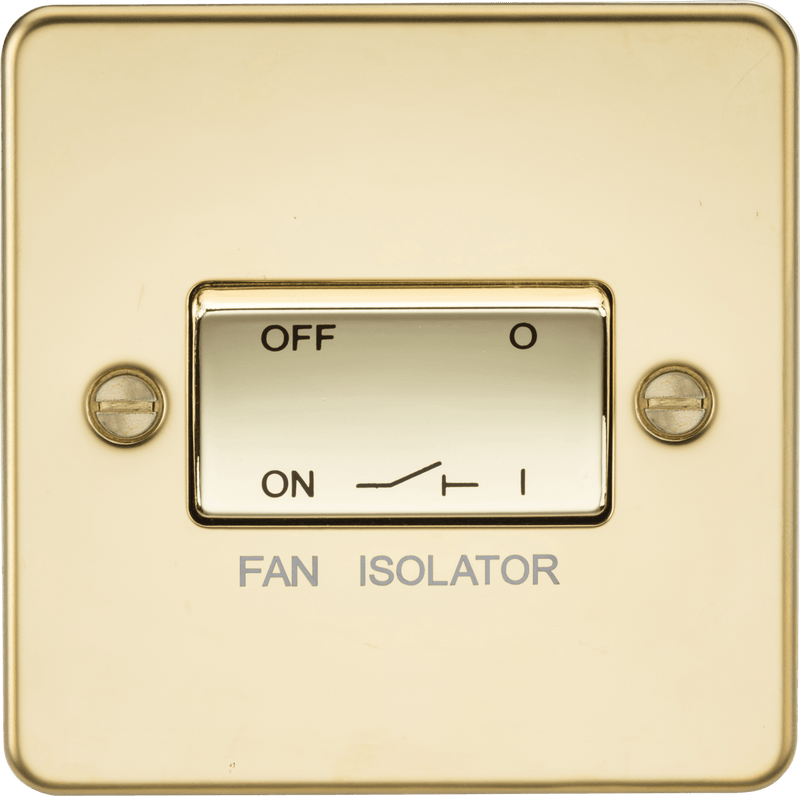 Knightsbridge MLA FP1100PB Flat Plate 10AX 3 Pole Fan Isolator Switch - Polished Brass - Knightsbridge MLA - Falcon Electrical UK