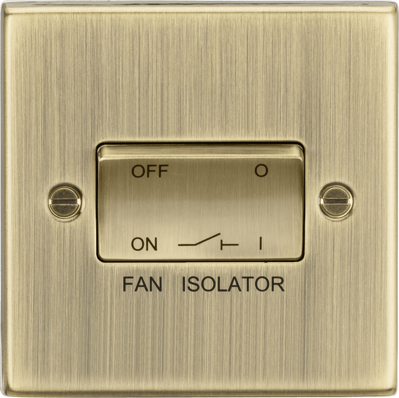 Knightsbridge MLA CS11AB 10AX 3 Pole Fan Isolator Switch - Square Edge Antique Brass - Knightsbridge MLA - Falcon Electrical UK