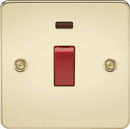 Knightsbridge MLA FP8331NPB Flat Plate 45A 1G DP switch with neon - polished brass - Knightsbridge MLA - Falcon Electrical UK