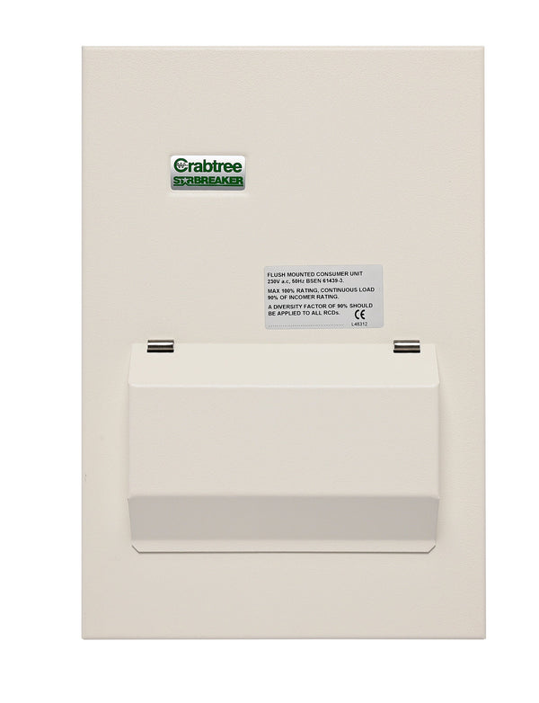 Crabtree 506-FLA Consumer Unit Flush Lid Assembly, 6 Module - Crabtree - Falcon Electrical UK