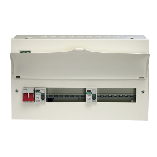 Crabtree 514-2837837B 14 Way Dual RCD Consumer Unit 100A Main Switch, 80A 30mA RCD +7, 80A 30mA RCD +7 - Crabtree - Falcon Electrical UK