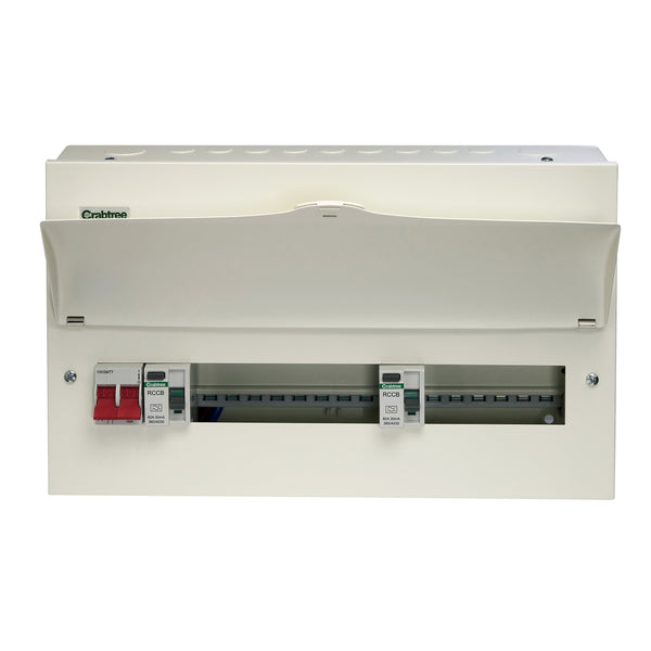 Crabtree 514-2838836B 14 Way Dual RCD Consumer Unit 100A Main Switch, 80A 30mA RCD +8, 80A 30mA RCD +6 - Crabtree - Falcon Electrical UK