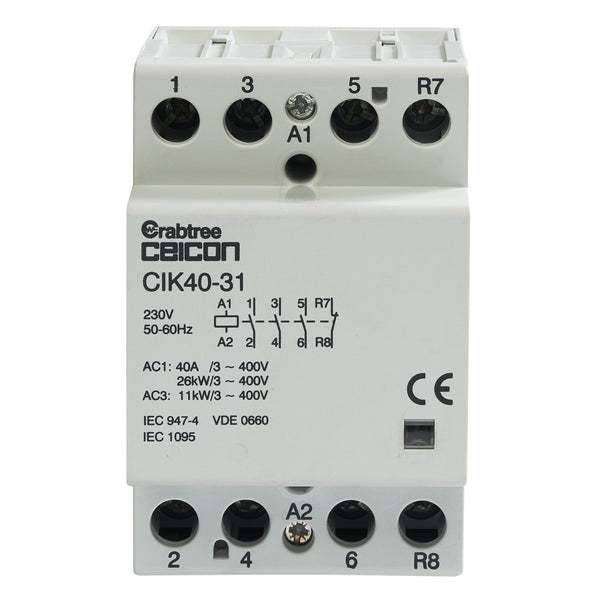 Crabtree CIK40-31 Installation Contactor 40A 3NO 1NC AC-DC - Crabtree - Falcon Electrical UK