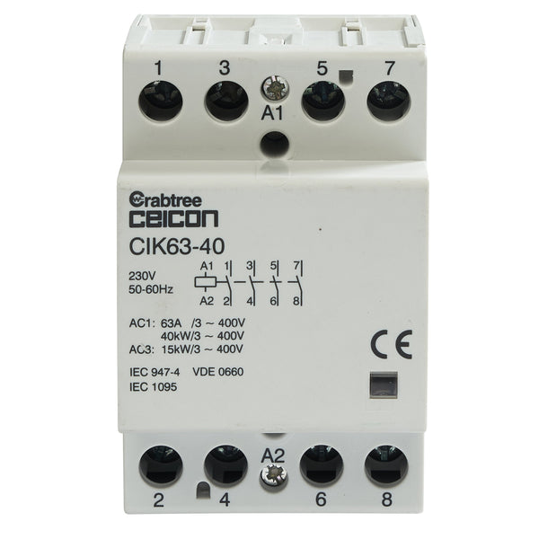 Crabtree CIK63-40 Installation Contactor 63A 4NO 0NC AC-DC - Crabtree - Falcon Electrical UK