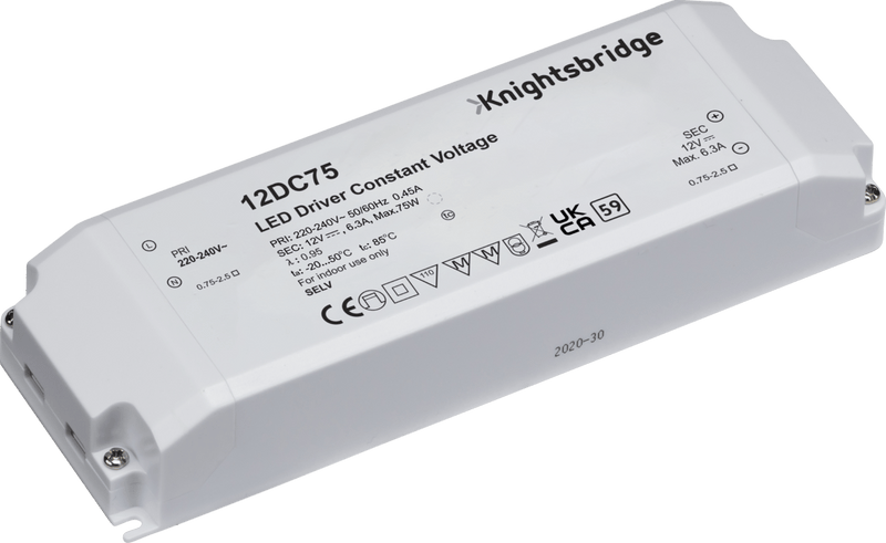 Knightsbridge MLA 12DC75 IP20 12V 75W DC LED Driver - Constant Voltage - Knightsbridge MLA - Falcon Electrical UK