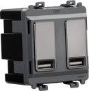 Knightsbridge MLA GDM016BN Dual USB charger module (2 x grid positions) 5V 2.4A (shared) - black nickel - Knightsbridge MLA - Falcon Electrical UK