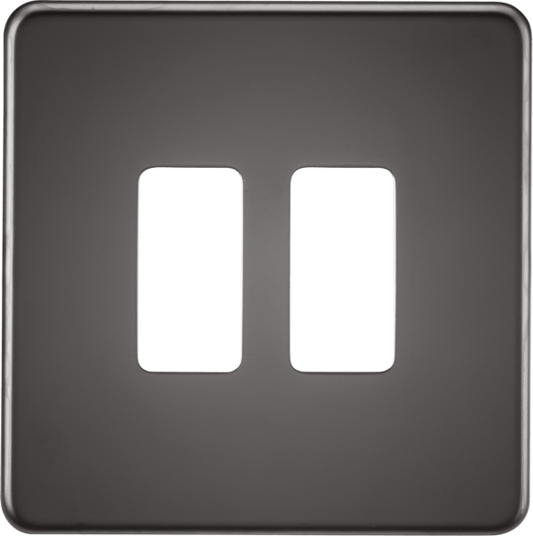 Knightsbridge MLA GDSF002BN Screwless 2G grid faceplate - black nickel - Knightsbridge MLA - Falcon Electrical UK
