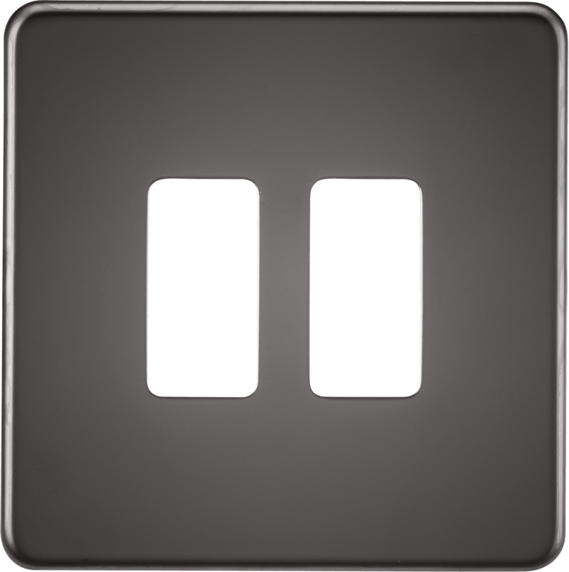 Knightsbridge MLA GDSF002BN Screwless 2G grid faceplate - black nickel - Knightsbridge MLA - Falcon Electrical UK
