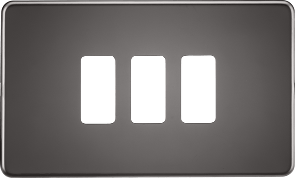 Knightsbridge MLA GDSF003BN Screwless 3G grid faceplate - black nickel - Knightsbridge MLA - Falcon Electrical UK
