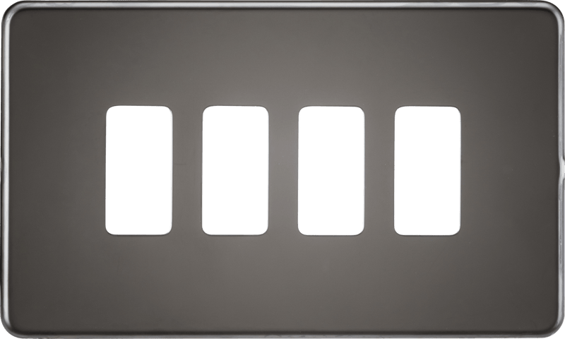 Knightsbridge MLA GDSF004BN Screwless 4G grid faceplate - black nickel - Knightsbridge MLA - Falcon Electrical UK
