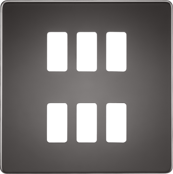 Knightsbridge MLA GDSF006BN Screwless 6G grid faceplate - black nickel - Knightsbridge MLA - Falcon Electrical UK