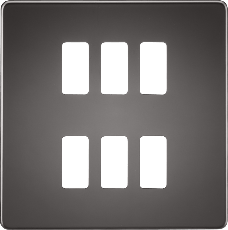 Knightsbridge MLA GDSF006BN Screwless 6G grid faceplate - black nickel - Knightsbridge MLA - Falcon Electrical UK
