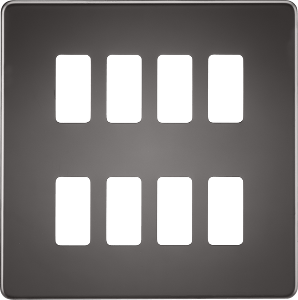 Knightsbridge MLA GDSF008BN Screwless 8G grid faceplate - black nickel - Knightsbridge MLA - Falcon Electrical UK