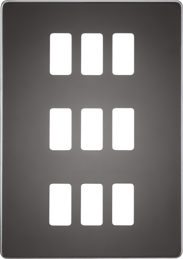Knightsbridge MLA GDSF009BN Screwless 9G grid faceplate - black nickel - Knightsbridge MLA - Falcon Electrical UK