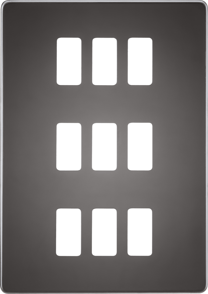 Knightsbridge MLA GDSF009BN Screwless 9G grid faceplate - black nickel - Knightsbridge MLA - Falcon Electrical UK